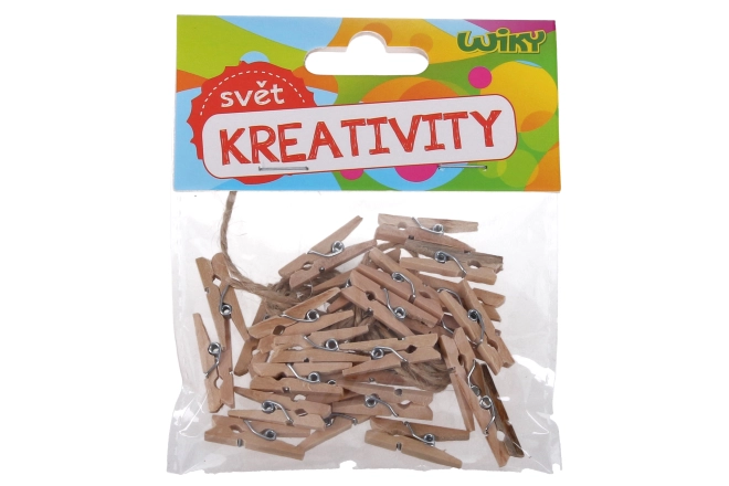 Mini mollette di legno colorate con spago