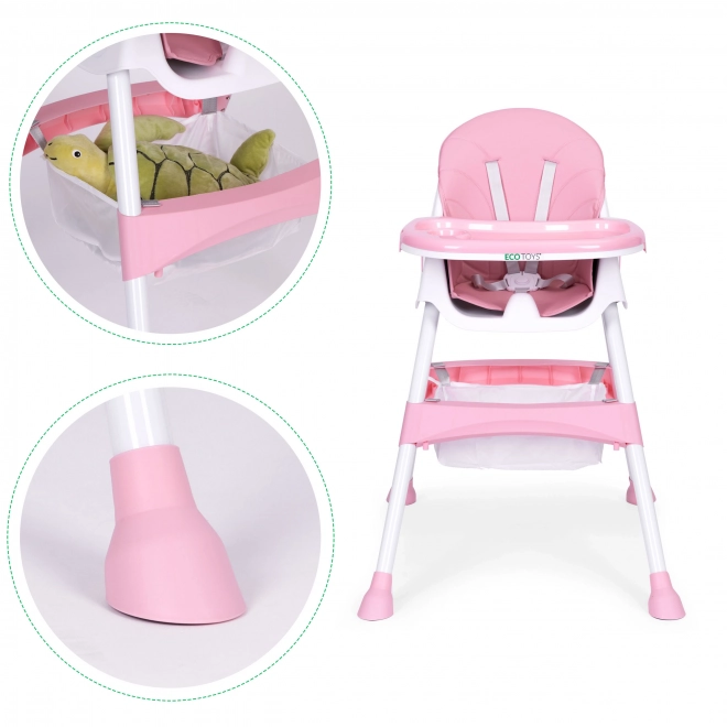 Seggiolone con vassoio e cestino rosa di ECOTOYS