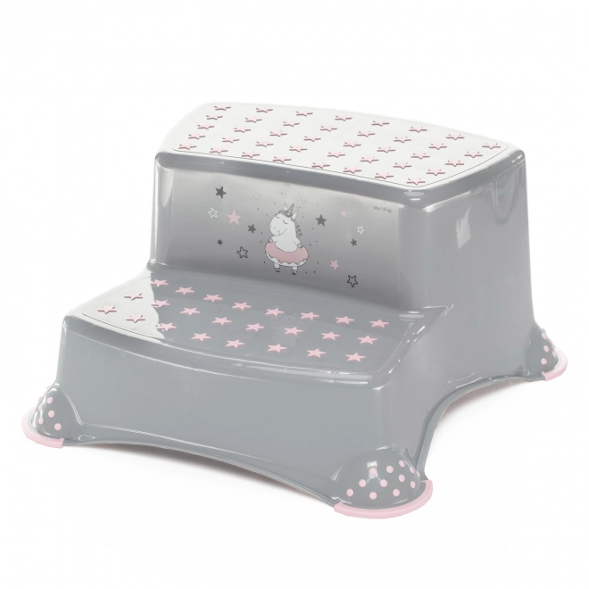 Scaletta da Bagno e WC per Bambini, Grigio/Rosa, Unicorn