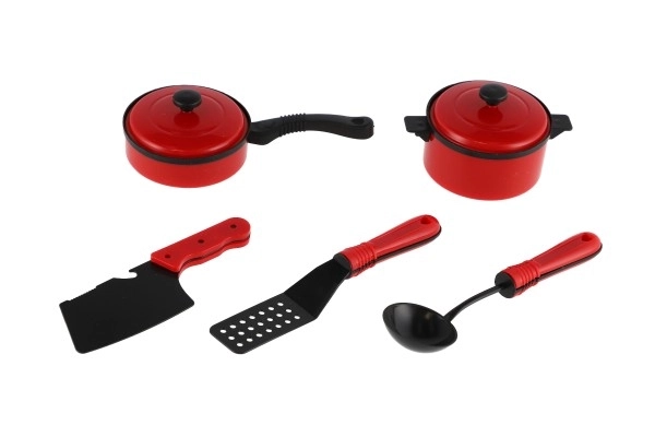 Set di utensili da cucina in plastica rossi