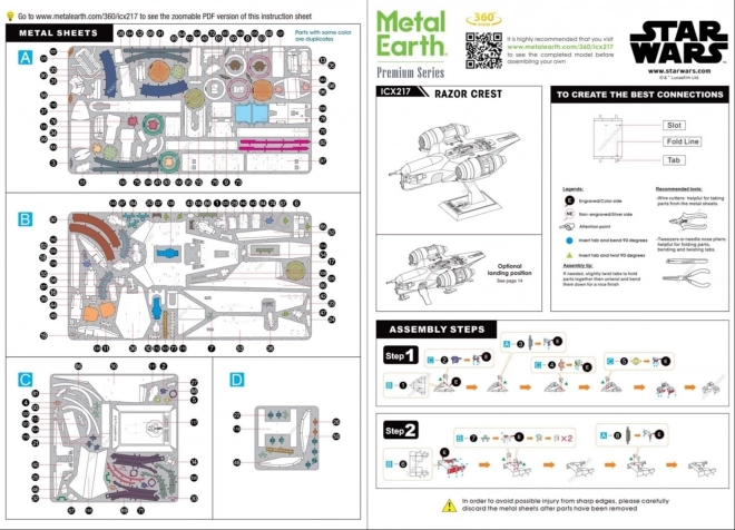 Puzzle 3D in metallo Star Wars Il Mandaloriano: Razor Crest