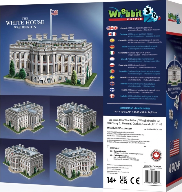 Puzzle 3D Casa Bianca Washington 490 Pezzi