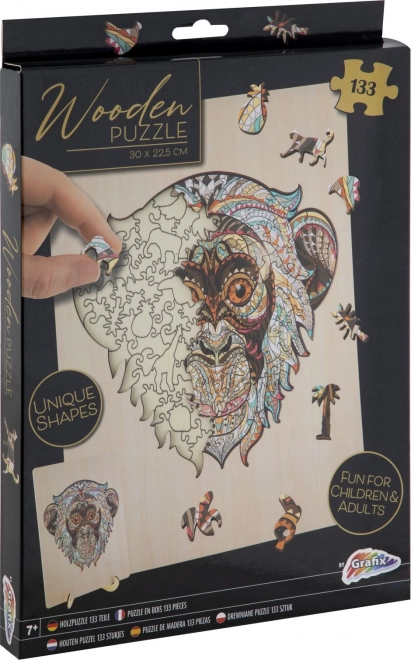 Puzzle a sagoma in legno scimmia