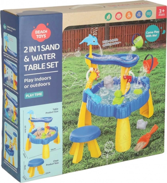 Tavolo da gioco per bambini con sabbiera e fontana 2 in 1