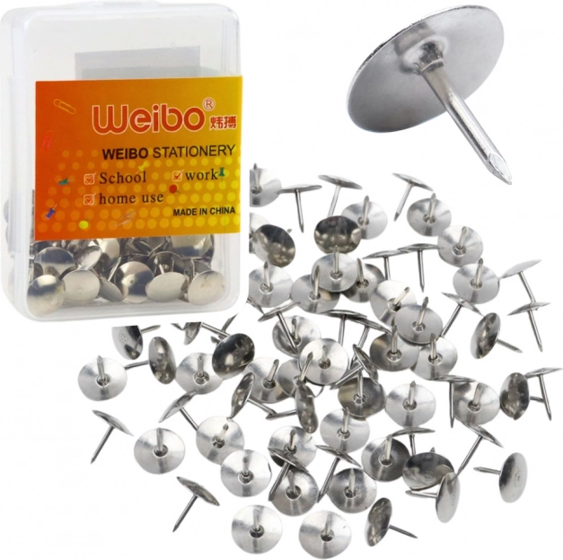 Spille da ufficio rotonde in metallo argento 40 pz