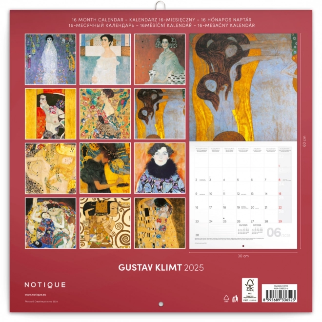 Calendario da parete Gustav Klimt 2025