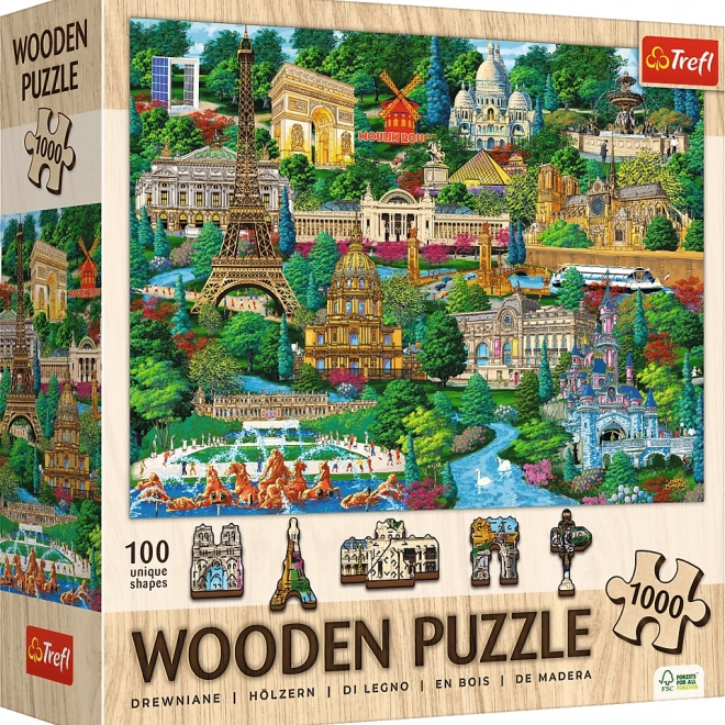 Puzzle in legno Luoghi famosi della Francia 1000 pezzi