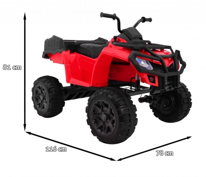 Quad XL ATV 2,4GHz a batteria per bambini Rosso + telecomando + trazione 4x4 + portapacchi + avviamento gratuito + EVA + LED audio