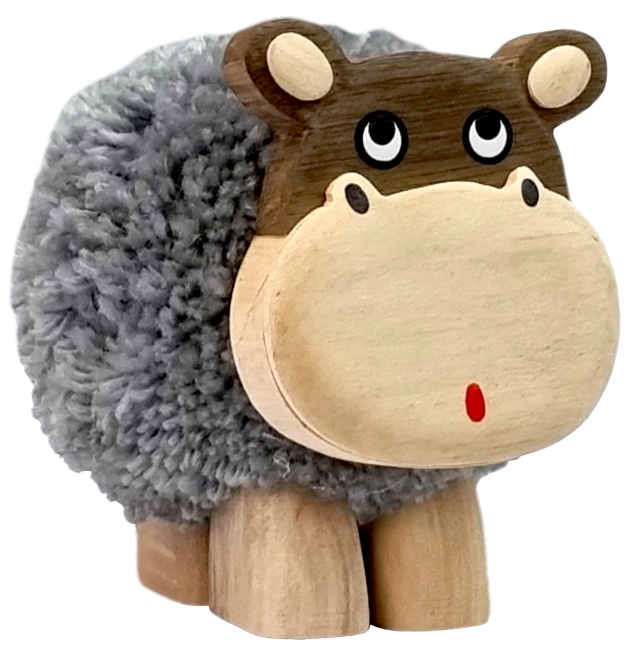 Figura decorativa di legno XL ippopotamo pompon