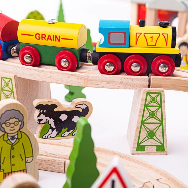 Bigjigs Rail Pista di treni in legno di montagna 112 pezzi