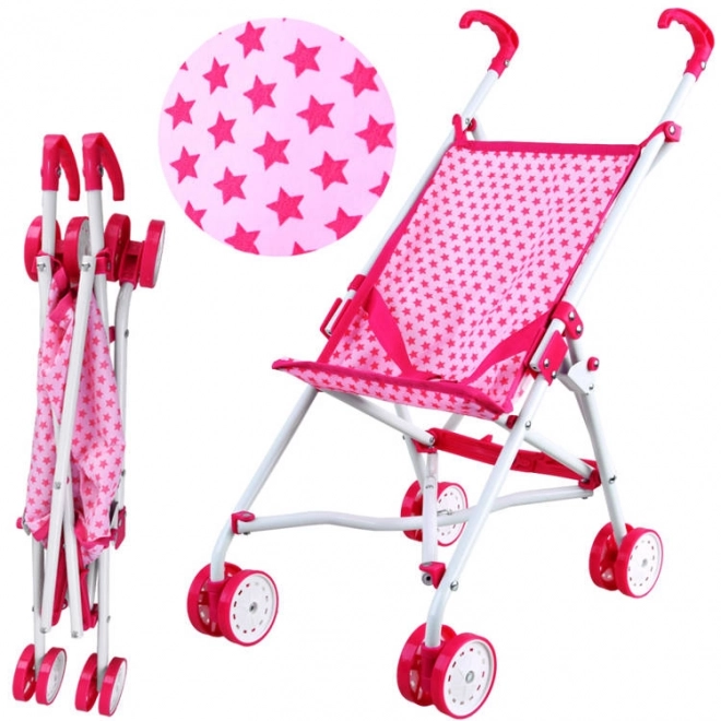 Carrello Passeggino per Bambole Rosa con Stelle