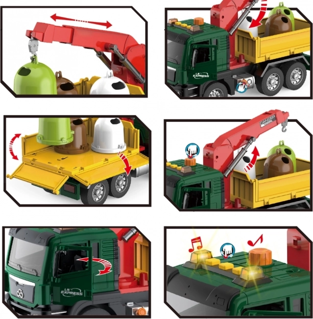 Woopie Camion della spazzatura con gru per la raccolta differenziata - scala 1:10