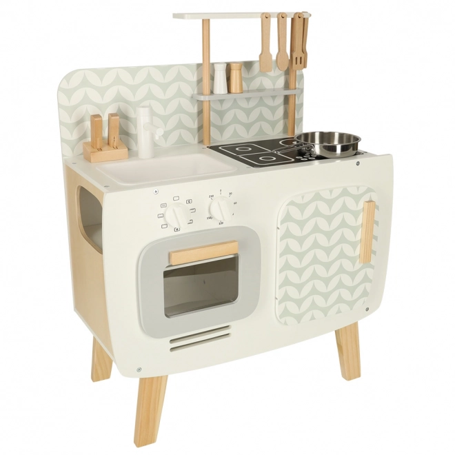 Cucina in legno per bambini stile retrò con accessori