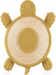 Massaggiagengive in silicone e legno Turtle, Mustard Yellow
