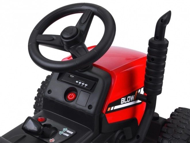 Trattore con rimorchio a batteria con telecomando – rosso