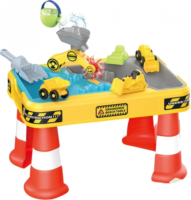 Woopie Tavolo Acqua e Sabbia 2v1 Superficie di Gioco Costruzione Con 4 Macchinine 12el.