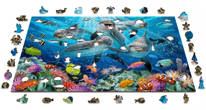 Puzzle in legno Delfini Felici 2 in 1