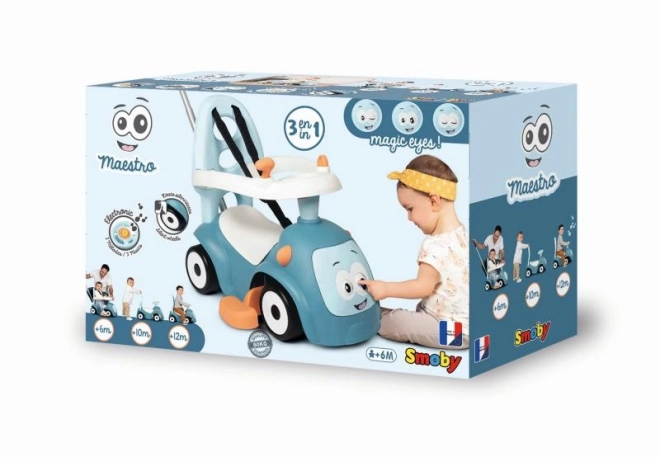 Smoby Odrážedlo Se Suoni E Asta Di Conduzione Maestro 3 In 1 Blu