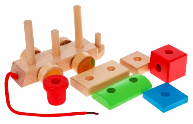 Locomotiva in legno con sorter per bambini 3+ Gioco sensoriale + 27 blocchi