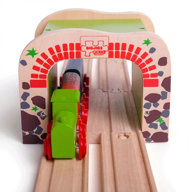 Tunnel ferroviario doppio di mattoni rossi Bigjigs Rail