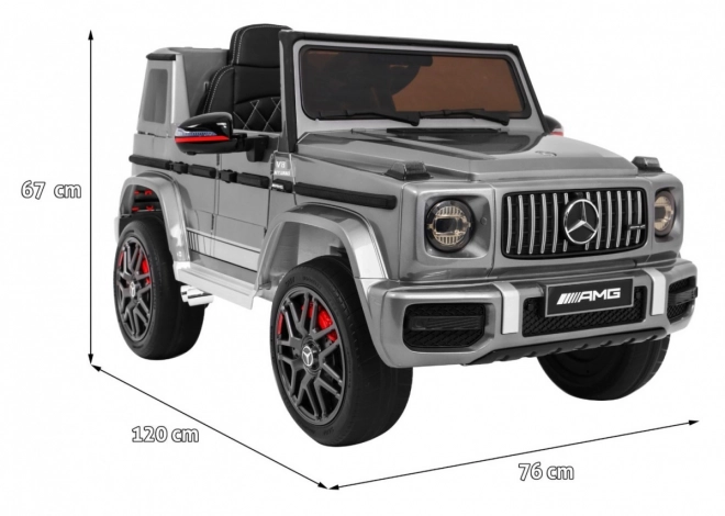 Mercedes AMG G63 per bambini Vernice argento + telecomando + MP3 LED + avvio lento + EVA + cinture