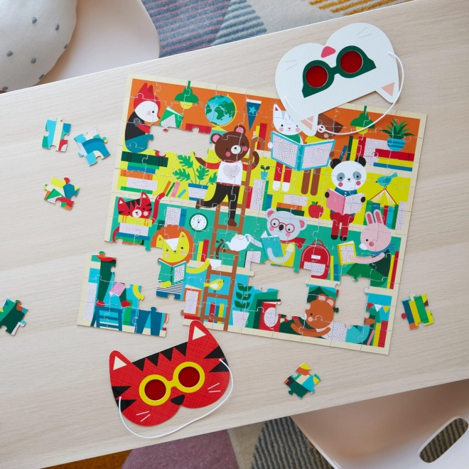 Puzzle con libreria 3D di Petit Collage