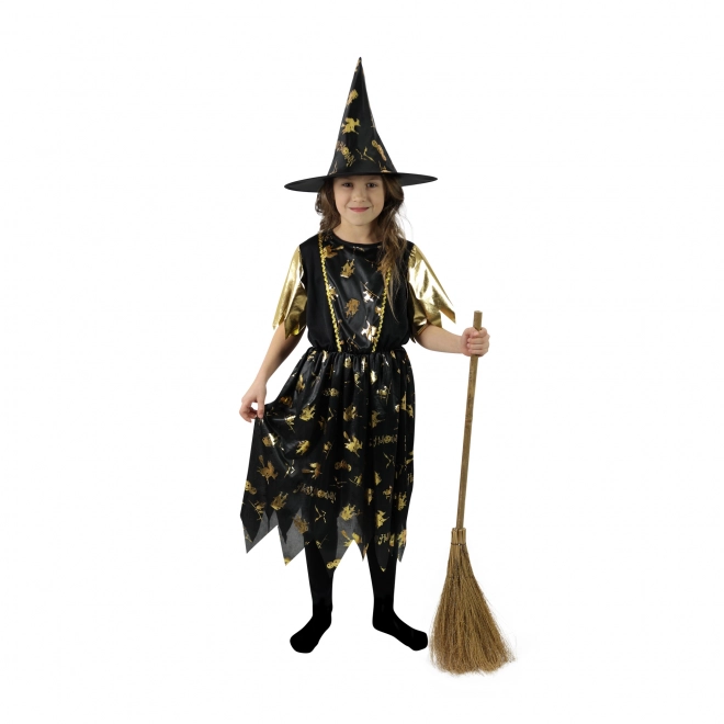 Costume da strega per bambine in nero e oro