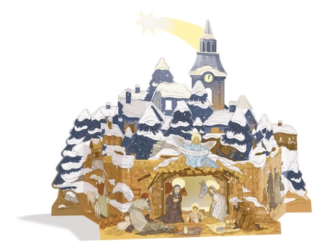 Presepe pieghevole in cartone - Stile rustico