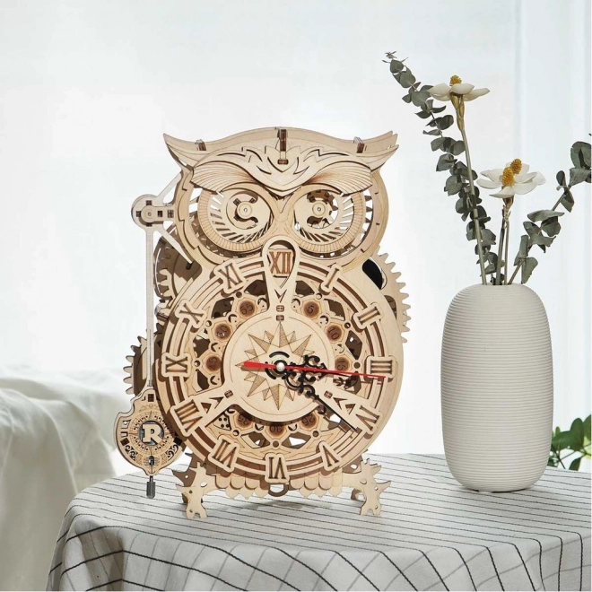 Puzzle 3D in legno Robotime Rokr Orologio da tavolo con timer Gufo 161 pezzi