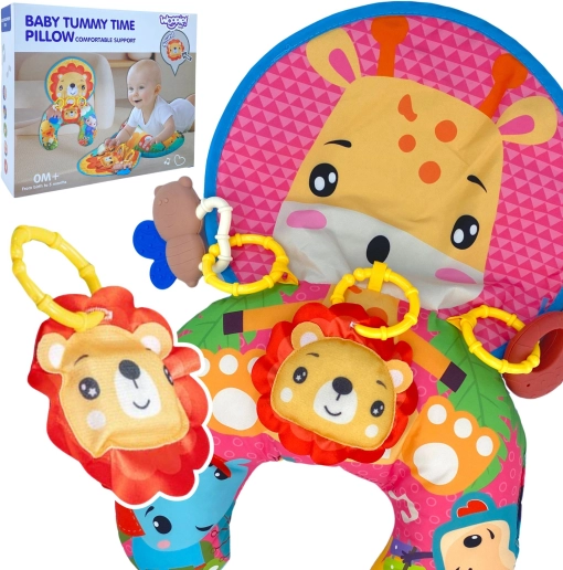 Cuscino interattivo per neonati a forma di U WOOPIE BABY con giocattoli e massaggiagengive