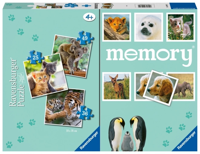 Puzzle 3 in 1 animali memory di Ravensburger