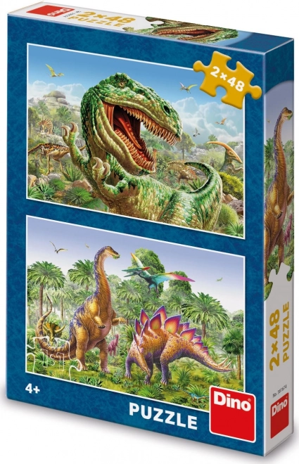 Puzzle Battaglia dei Dinosauri 2x48 Pezzi