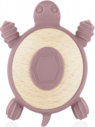 Massaggiagengive in silicone e legno Turtle, Old Pink