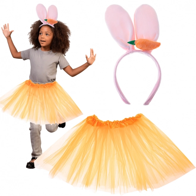 Costume coniglietto con gonna in tulle e fascia a carota