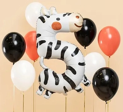 Palloncino Compleanno Numero 5 - Zebra