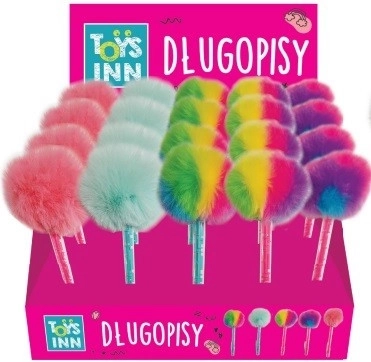 Penna con pompon con gioco 12 pz / display