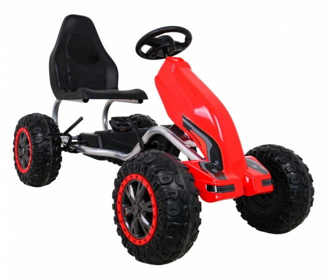 Grande go-kart a pedali Forte per bambini Rosso + 100 kg di carico + Ruote in EVA + Freno a mano + Sedile sportivo