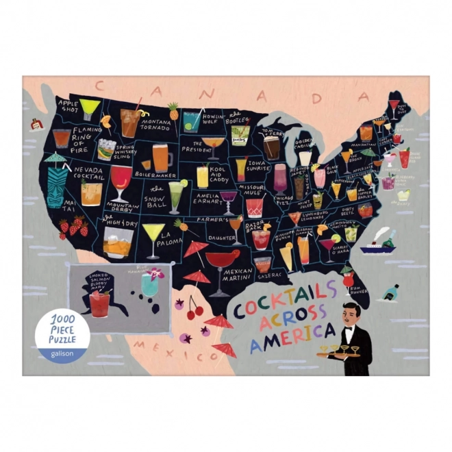 Puzzle Mappa dei Cocktail USA 1000 Pezzi