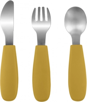 Posate per bambini in silicone, Mustard Yellow