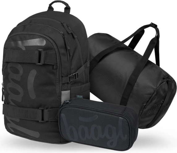 Set Baagl: Zaino, Astuccio e Borsa Sportiva Nera