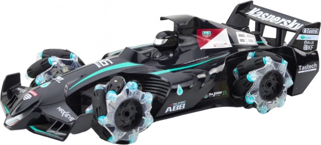 Auto da corsa RC con effetto fumo e illuminazione LED nero