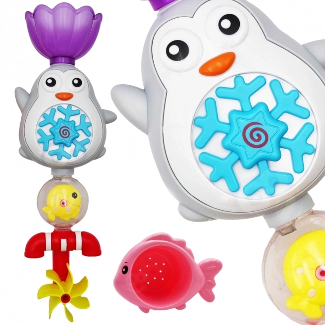 Giocattolo da bagno pinguino con ruota idraulica e tazza WOOPIE