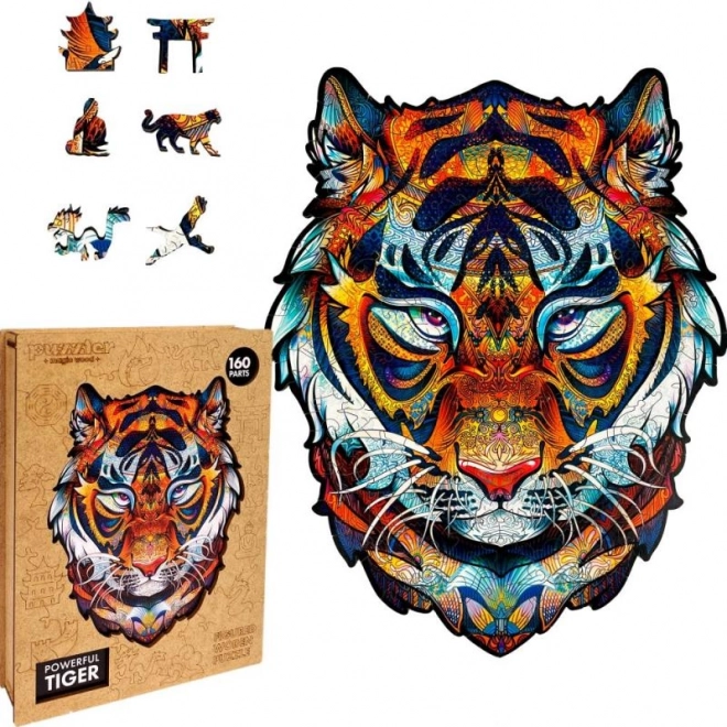 Puzzle Di Legno Colorato - Potente Tigre