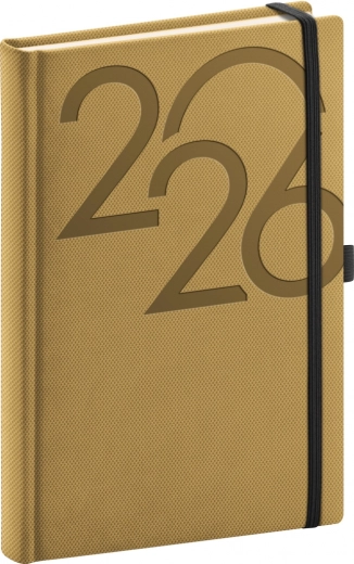 Agenda giornaliera 2026 Dorato 15x21 cm