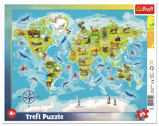 Puzzle Mappa del Mondo con Animali