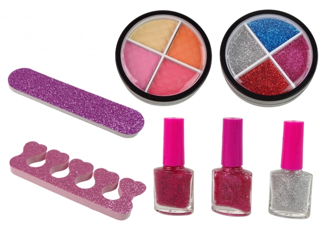 Set trucco bambina valigetta rosa con glitter