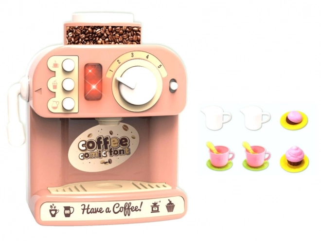 Macchina da caffè con accessori arancione per bambini