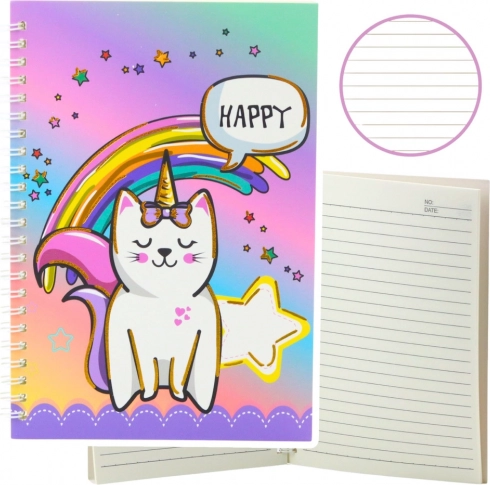 Taccuino colorato con gatto unicorno A5 60 fogli