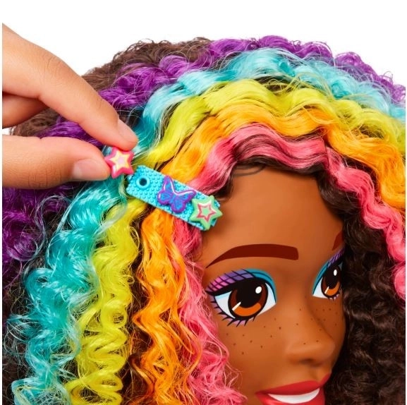 Testa per acconciature Barbie Arcobaleno Neon Ricci