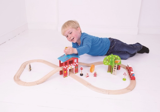 Pista dei Pompieri in Legno Bigjigs Rail